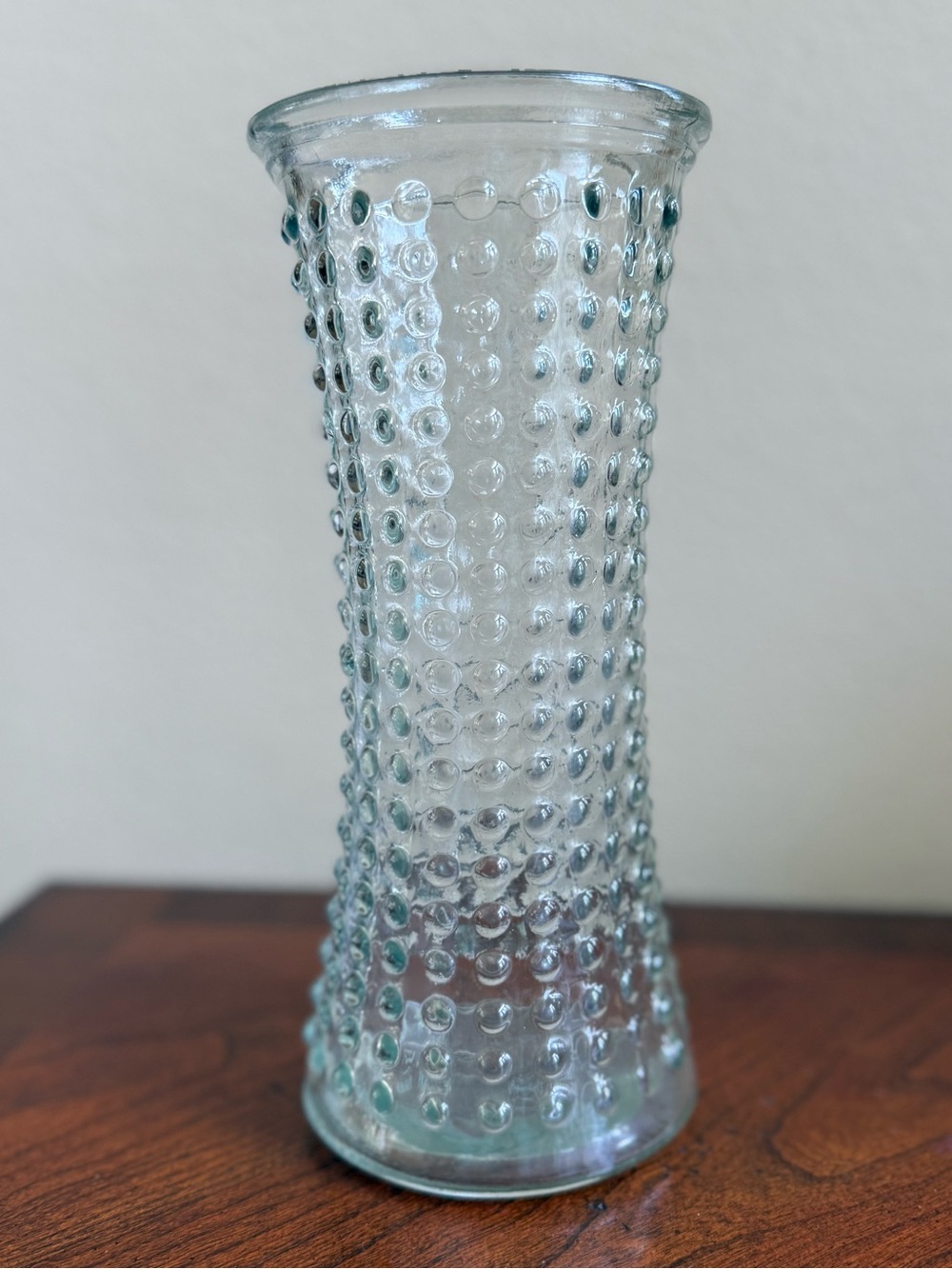 Vintage clear glass Hobnail tall vase